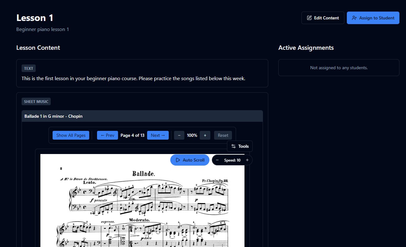 Rehearsary Lesson Plan interface showing structured musical education content and resources